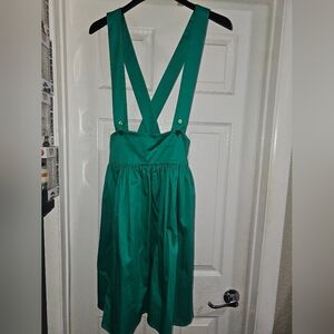 Green Suspender Gathered Skirt